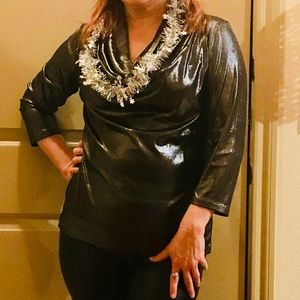 Large-like New silver metallic blouse. Worn twice.